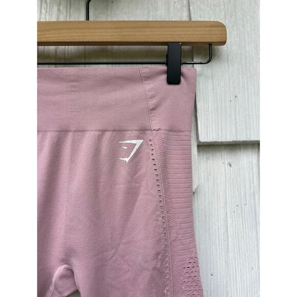 Gymshark Pink High Waist Leggings Compression Knit Workout Performance Wear S - Picture 3 of 8